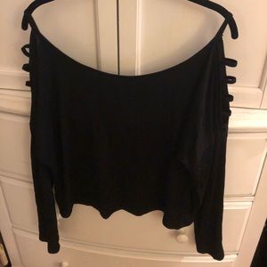 Caged cut out long sleeve top